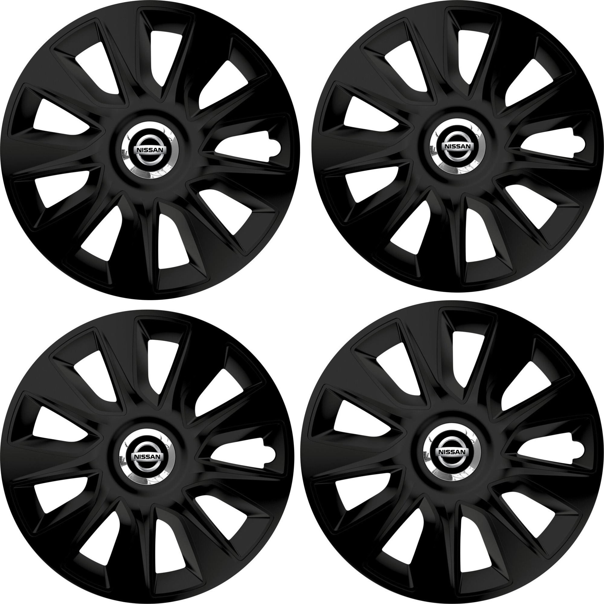 Set 4 Capace Roti 16 inchi (R16) Stratos Negru, Compatibile Cu Nissan