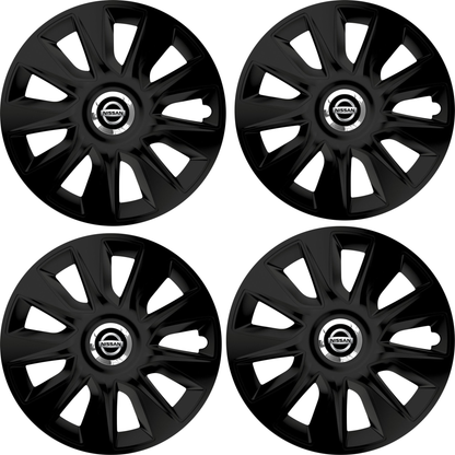 Set 4 Capace Roti 16 inchi (R16) Stratos Negru, Compatibile Cu Nissan