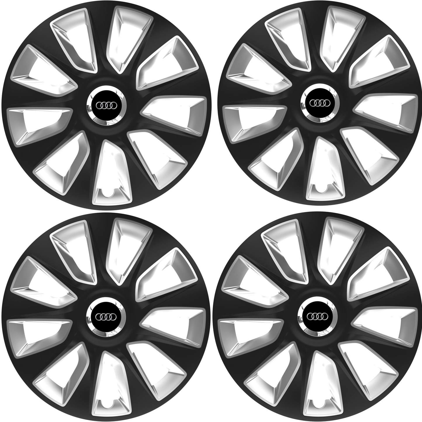 Set 4 Capace Roti 17 inchi (R16) Stratos Gri-Negru, Compatibile Cu Audi