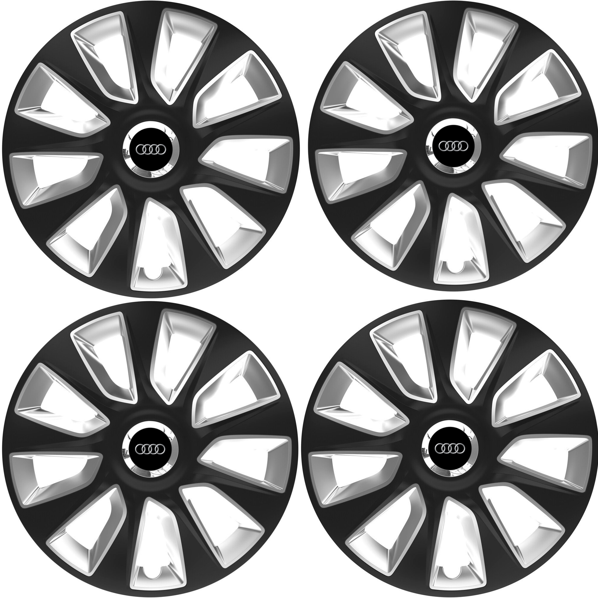 Set 4 Capace Roti 17 inchi (R16) Stratos Gri-Negru, Compatibile Cu Audi