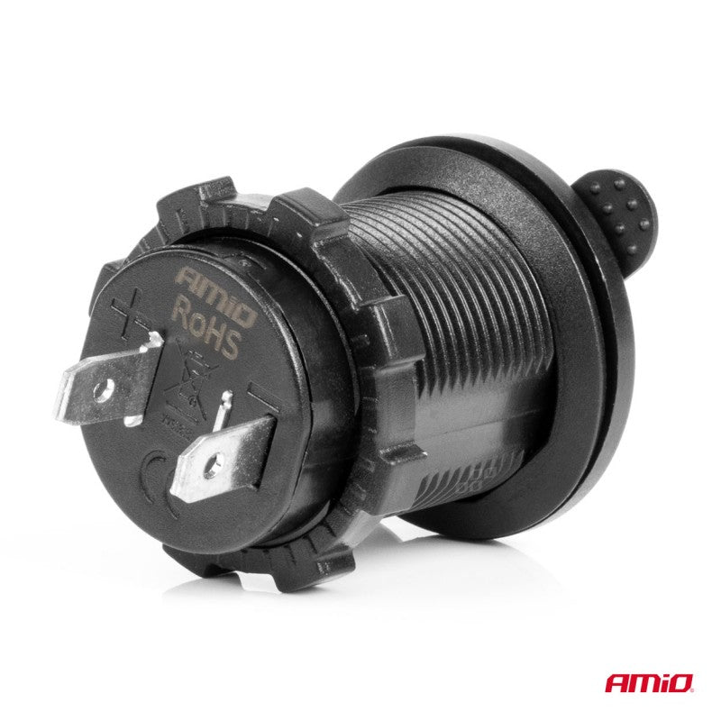 Încărcător auto cu mufe USB impermeabile 3.1A 2xUSB 12V 24V AMIO-04216