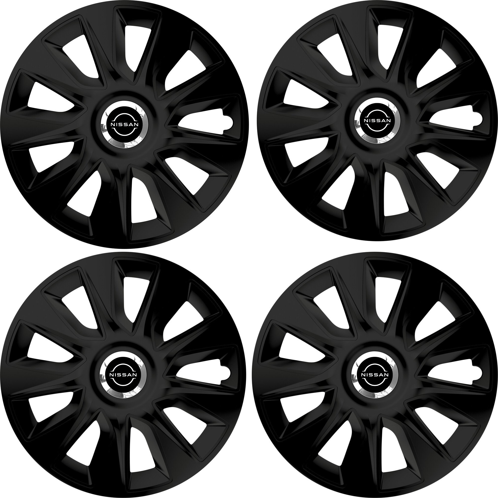 Set 4 Capace Roti 15 inchi (R15) Stratos Negru, Compatibile Cu Nissan Nou