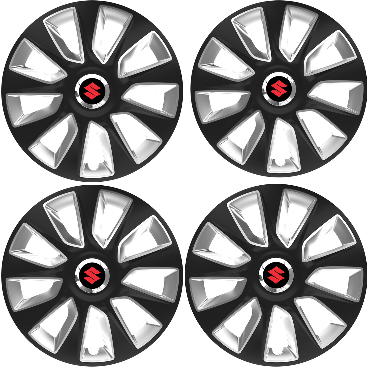 Set 4 Capace Roti 17 inchi (R17) Stratos Gri-Negru, Compatibile Cu Suzuki