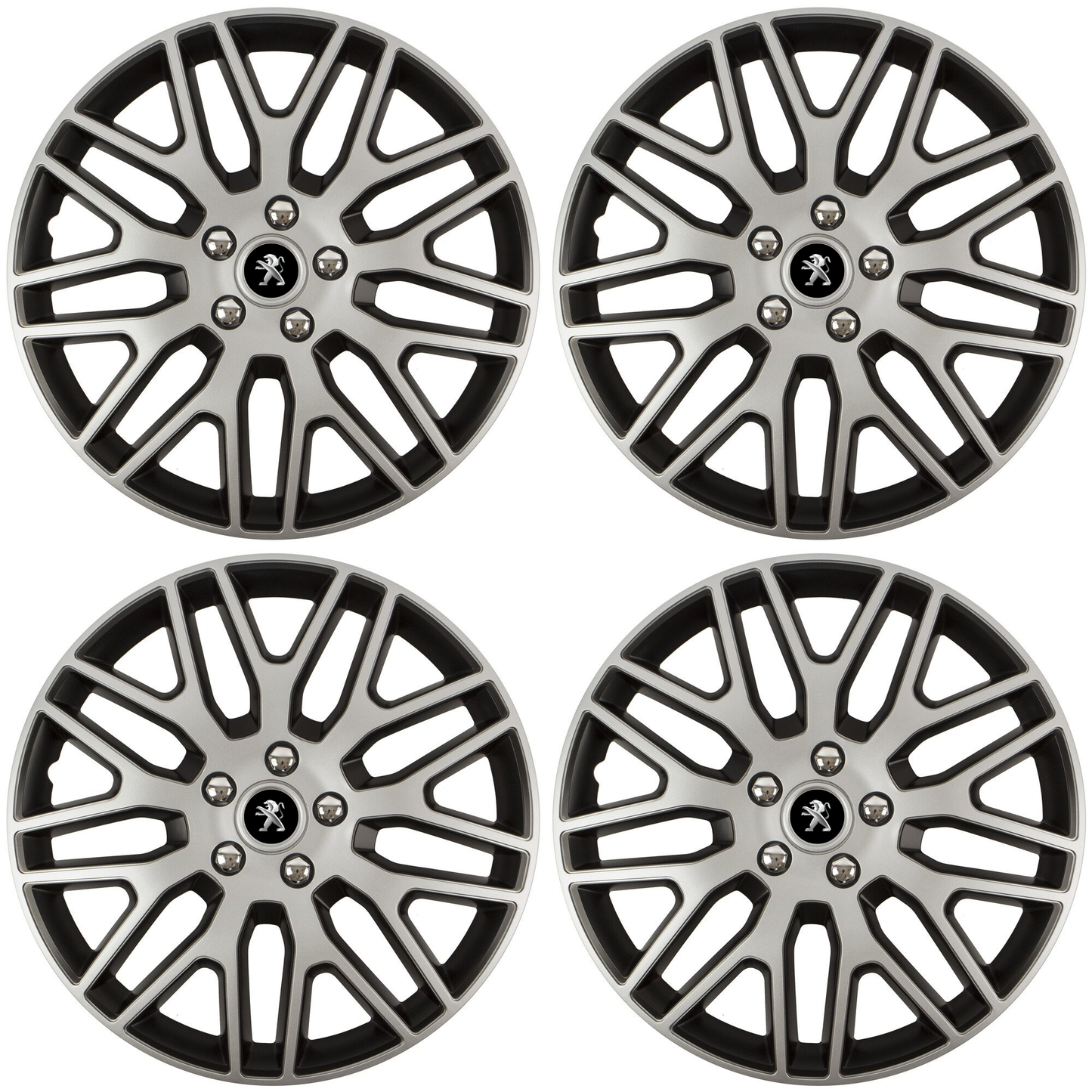 Set 4 Capace Roti 16 inchi (R16) Dakar Gri-Negru, Compatibile Cu Peugeot