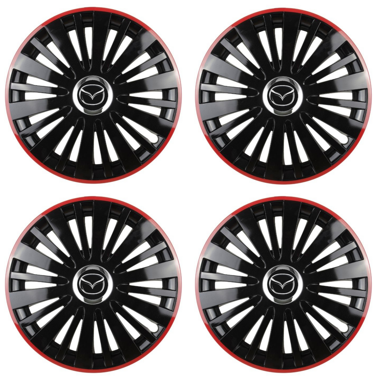 Set 4 Capace Roti pentru Mazda model Falcon Black Cu Rama Rosie R15