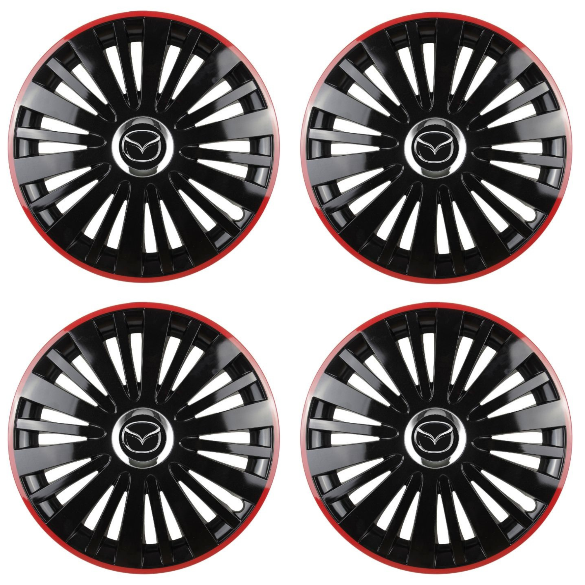 Set 4 Capace Roti pentru Mazda model Falcon Black Cu Rama Rosie R16