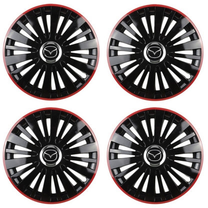 Set 4 Capace Roti pentru Mazda model Falcon Black Cu Rama Rosie R15