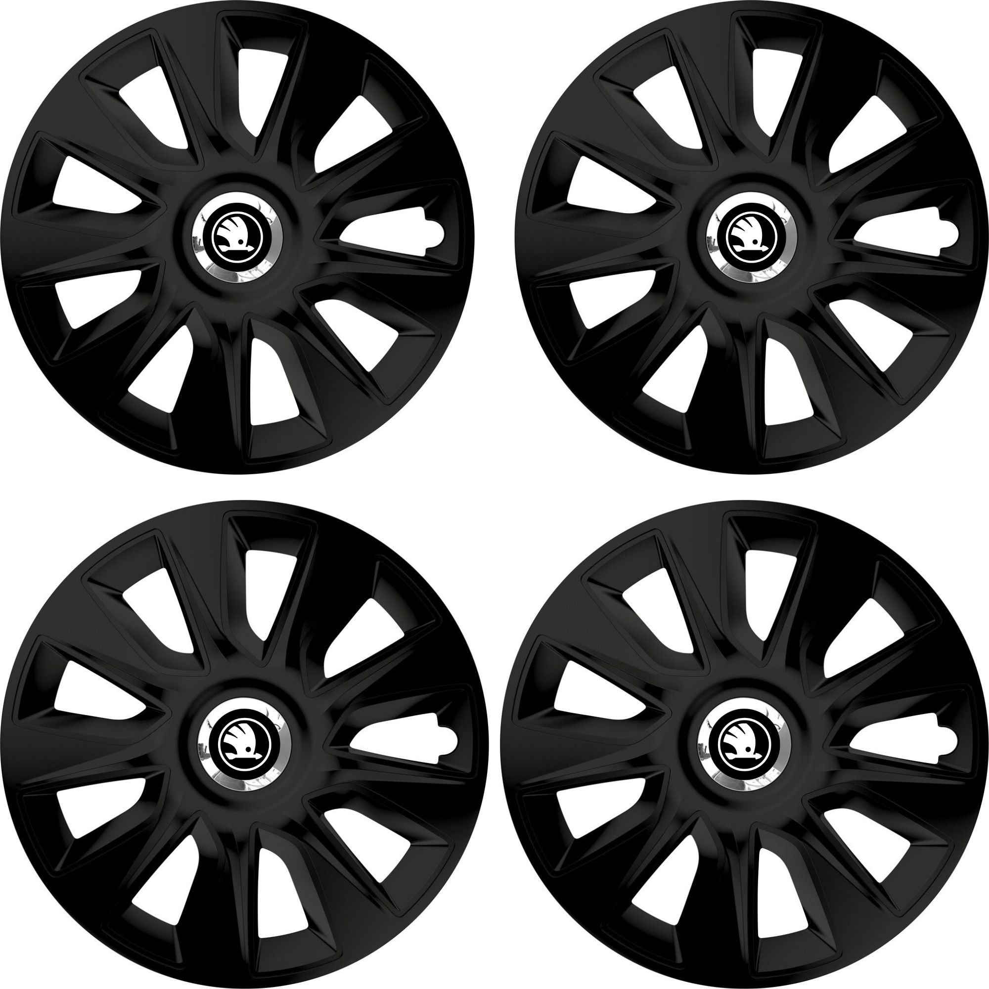 Set 4 Capace Roti 16 inchi (R16) Stratos Negru, Compatibile Cu Skoda Nou