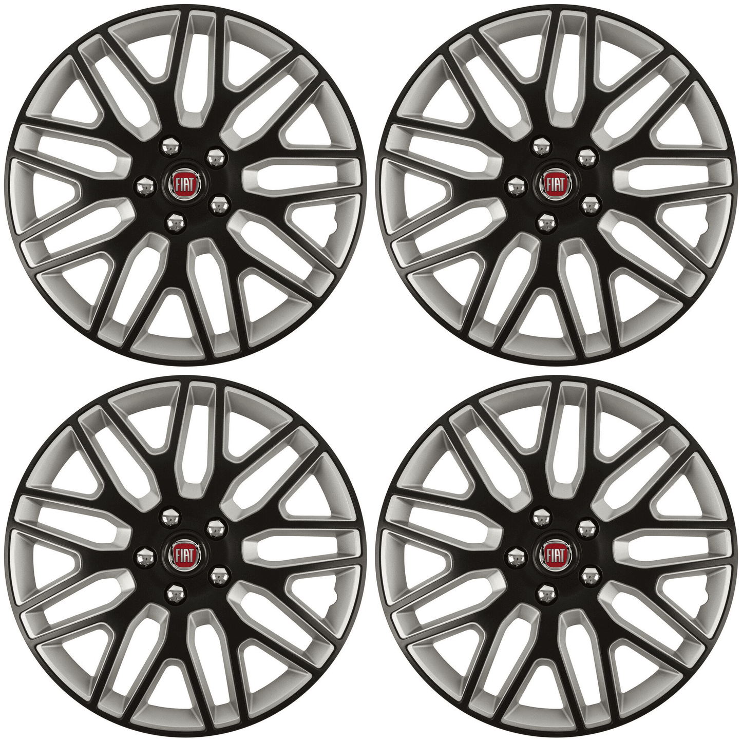 Set 4 Capace Roti 16 inchi (R16) Best Alb-Negru, Compatibile Cu Fiat