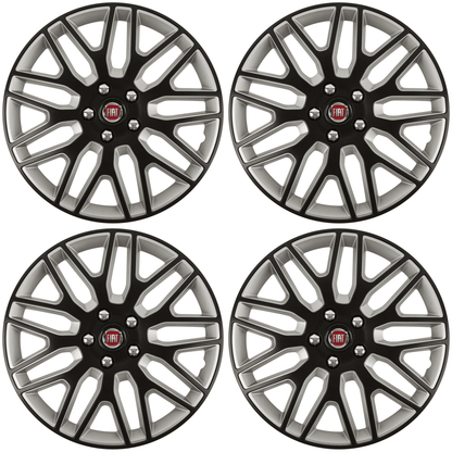 Set 4 Capace Roti 16 inchi (R16) Best Alb-Negru, Compatibile Cu Fiat