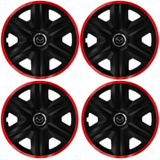 Set 4 Capace Roti pentru Mazda, model Fast Black Cu Rama Rosie, R15