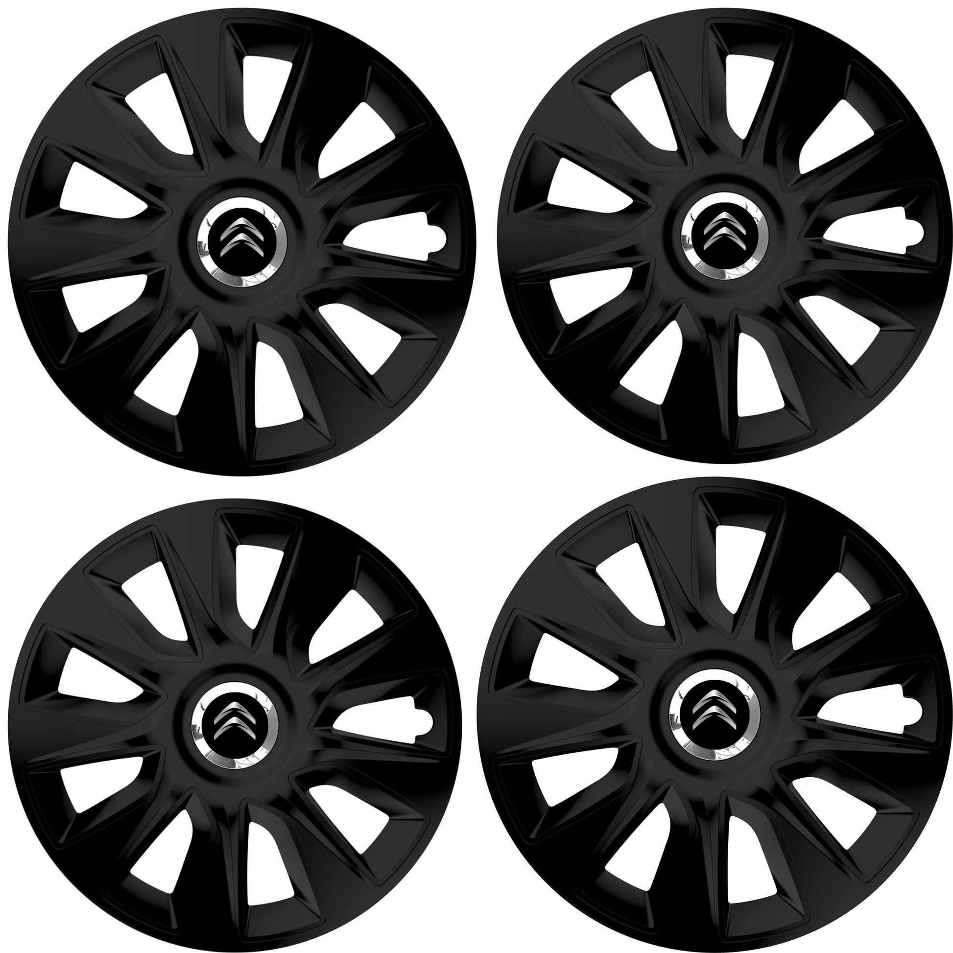 Set 4 Capace Roti 15 inchi (R15) Stratos Negru, Compatibile Cu Citroen