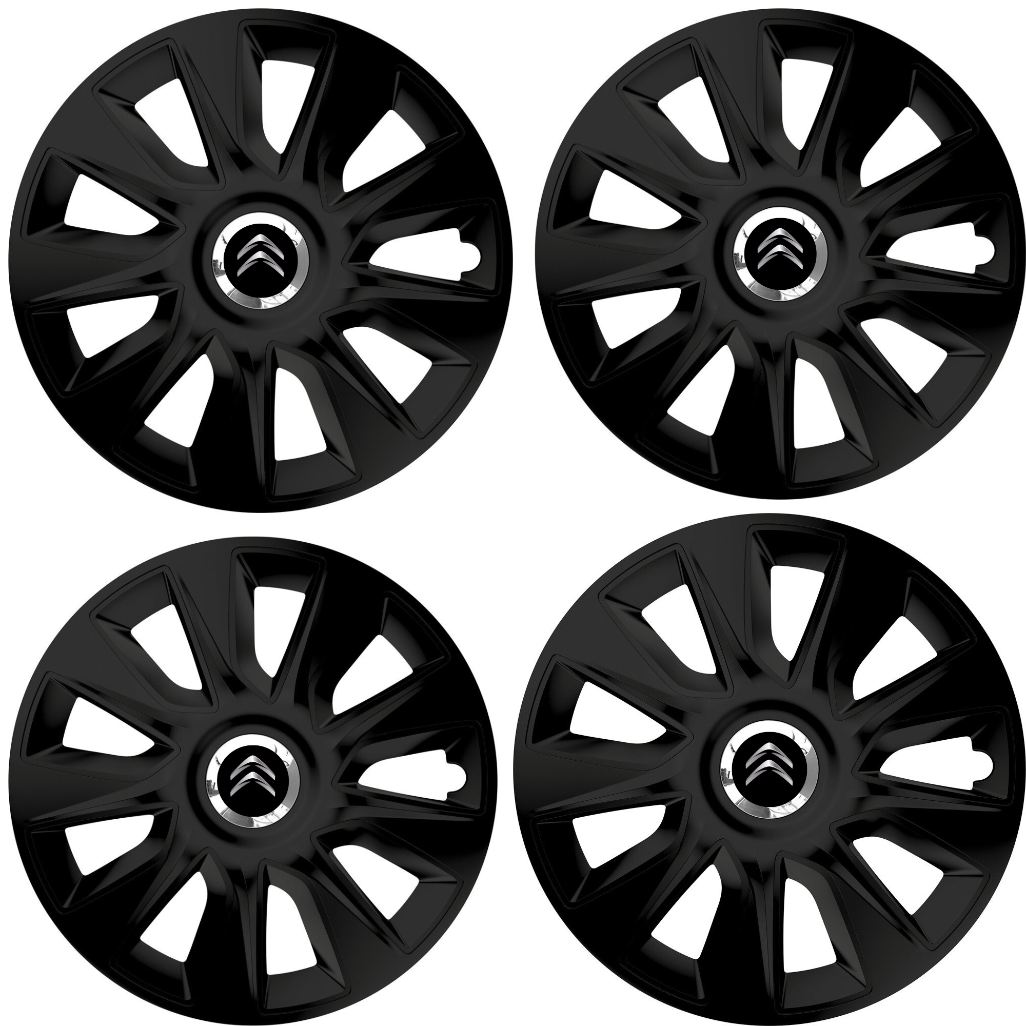Set 4 Capace Roti 15 inchi (R15) Stratos Negru, Compatibile Cu Citroen