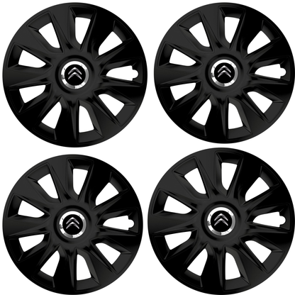 Set 4 Capace Roti 15 inchi (R15) Stratos Negru, Compatibile Cu Citroen