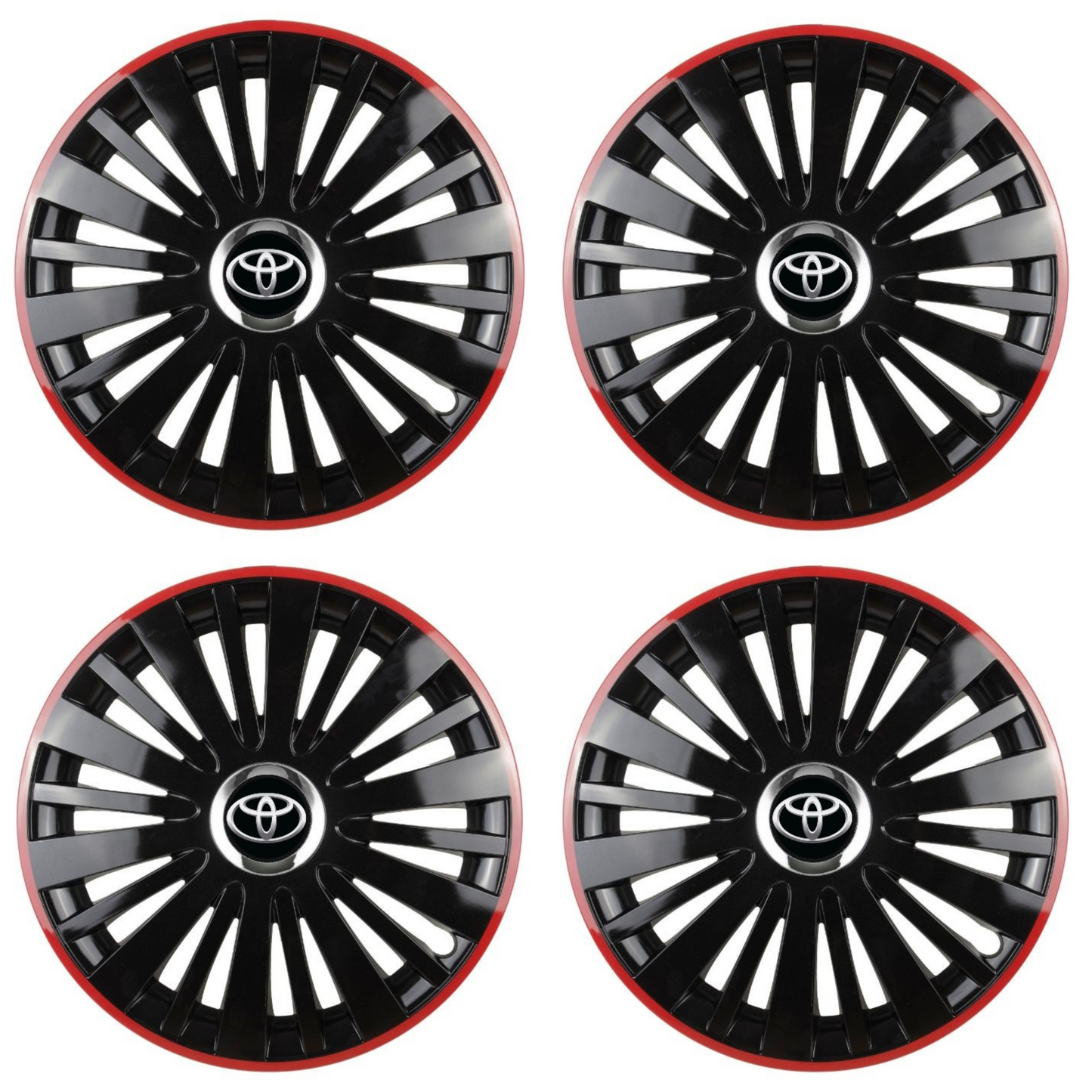 Комплект 4 таса за Toyota модел Falcon Black с червена рамка R15
