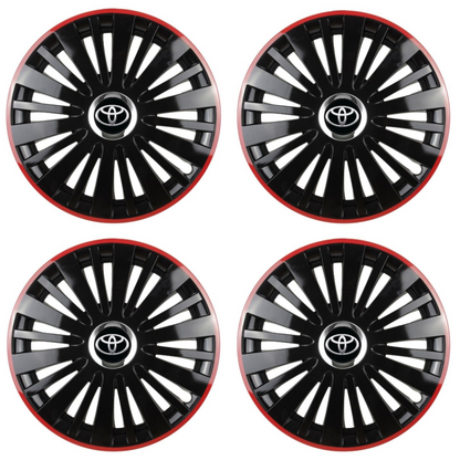 Комплект 4 таса за Toyota модел Falcon Black с червена рамка R15