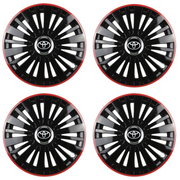 Set 4 Capace Roti pentru Toyota model Falcon Black Cu Rama Rosie R14