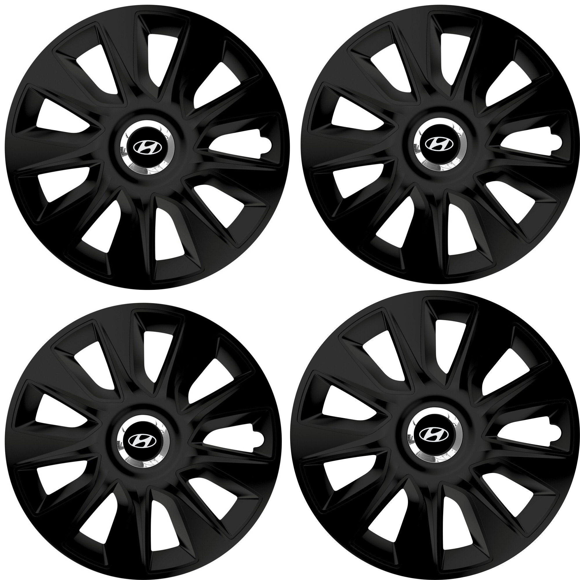 Set 4 Capace Roti 16 inchi (R16) Stratos Negru, Compatibile Cu Hyundai