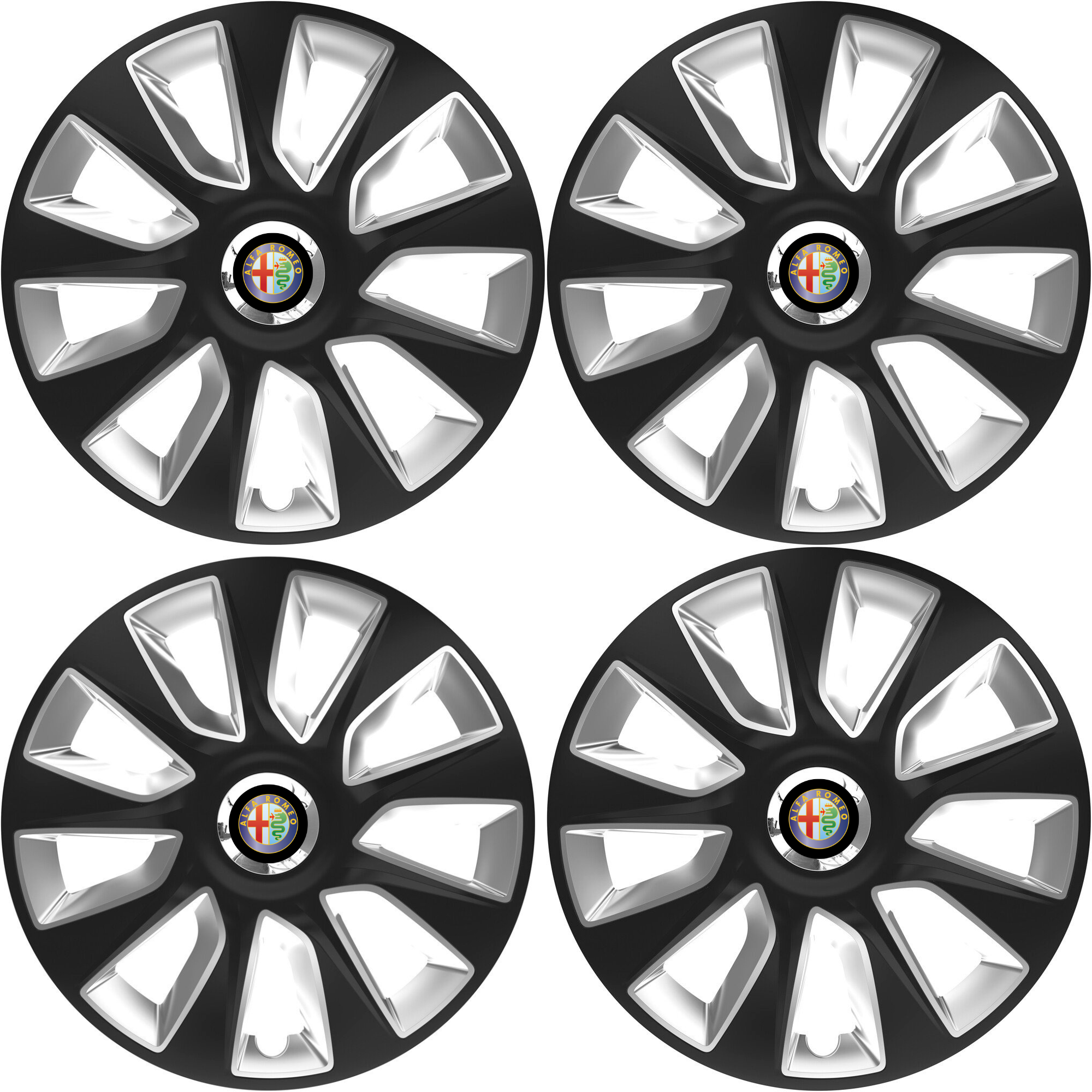 Set 4 Capace Roti 17 inchi (R17) Stratos Gri-Negru, Compatibile Cu Alfa Romeo