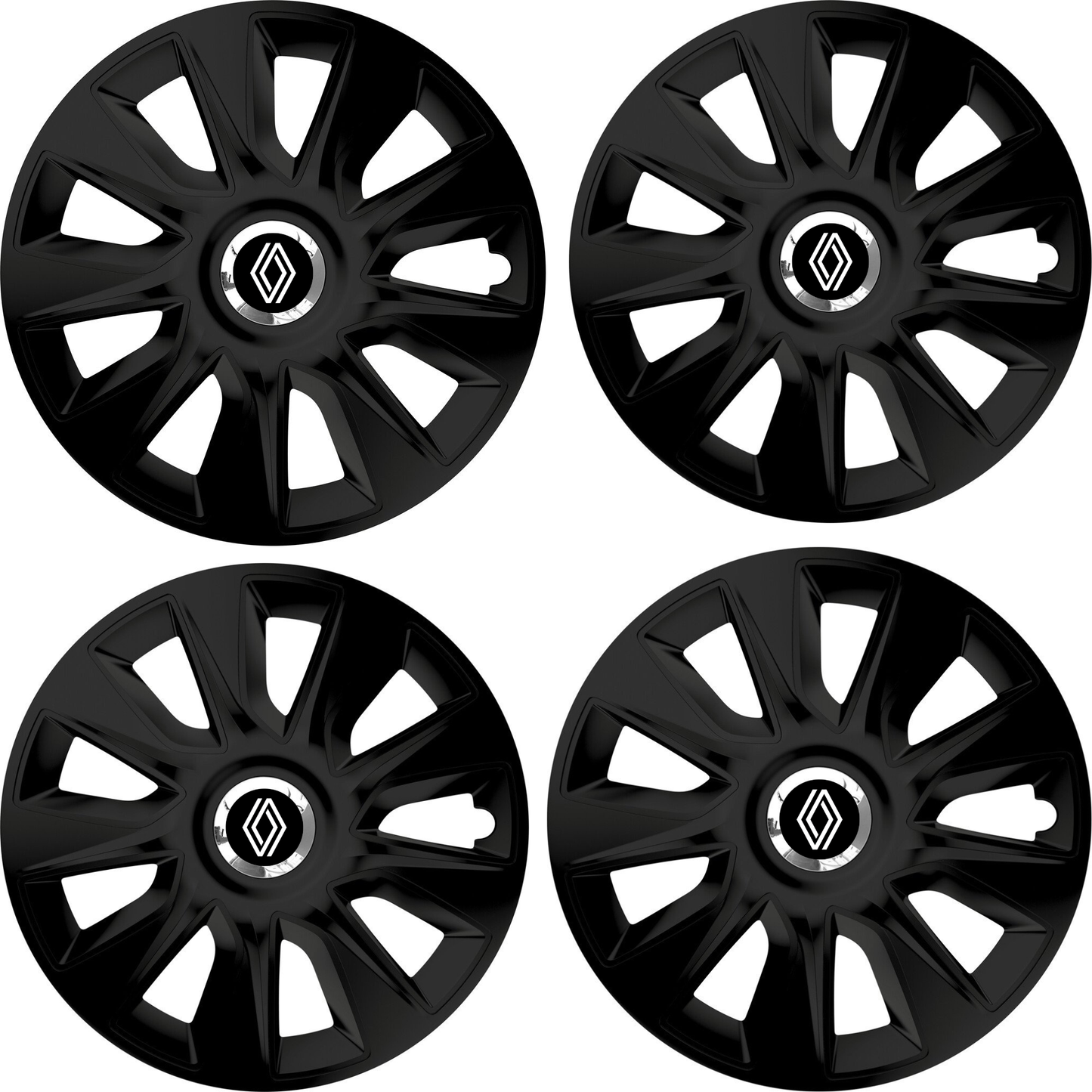 Set 4 Capace Roti 15 inchi (R15) Stratos Negru, Compatibile Cu Renault Nou