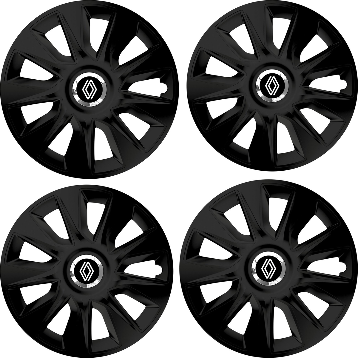 Set 4 Capace Roti 15 inchi (R15) Stratos Negru, Compatibile Cu Renault Nou