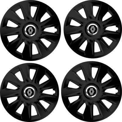 Set 4 Capace Roti 15 inchi (R15) Stratos Negru, Compatibile Cu Renault Nou