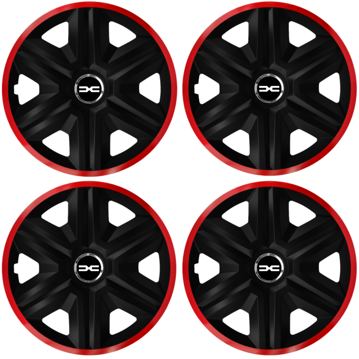 Set 4 Capace Roti pentru Dacia Nou, model Fast Black Cu Rama Rosie, R14