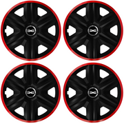 Set 4 Capace Roti pentru Dacia Nou, model Fast Black Cu Rama Rosie, R16, DACIA