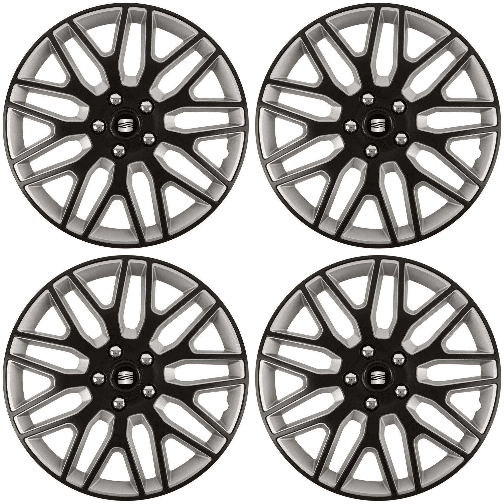 Set 4 Capace Roti 15 inchi (R15) Dakar Negru-Gri, Compatibile Cu Seat