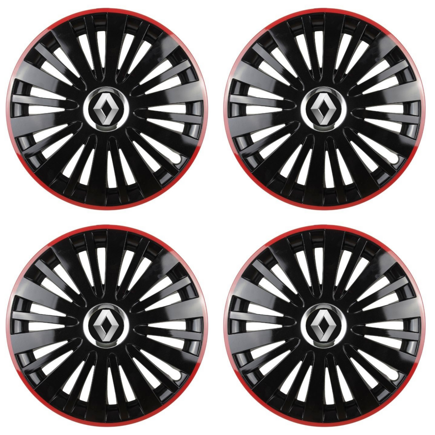 Set 4 Capace Roti pentru Renault model Falcon Black Cu Rama Rosie R14
