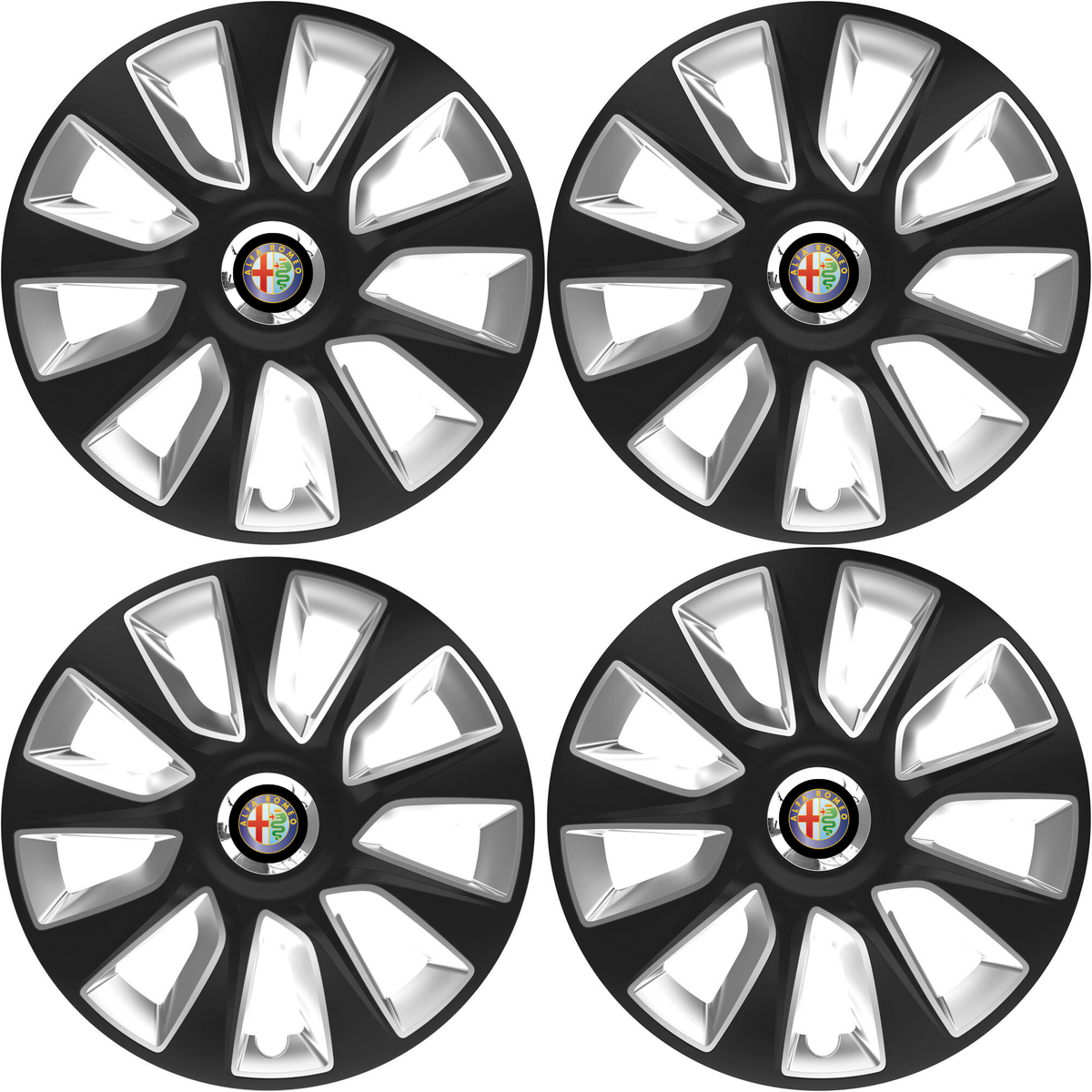Set 4 Capace Roti 17 inchi (R16) Stratos Gri-Negru, Compatibile Cu Alfa Romeo