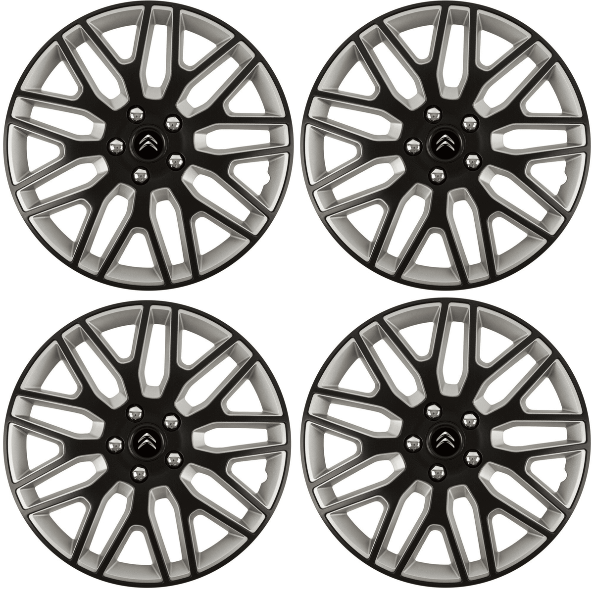 Set 4 Capace Roti 15 inchi (R15) Dakar Negru-Gri, Compatibile Cu Citroen