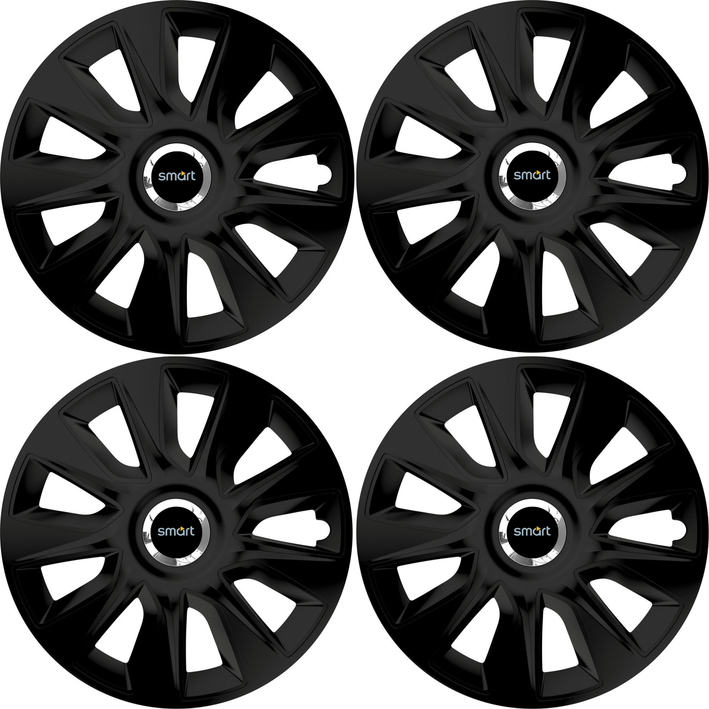 Set 4 Capace Roti 16 inchi (R16) Stratos Negru, Compatibile Cu Smart
