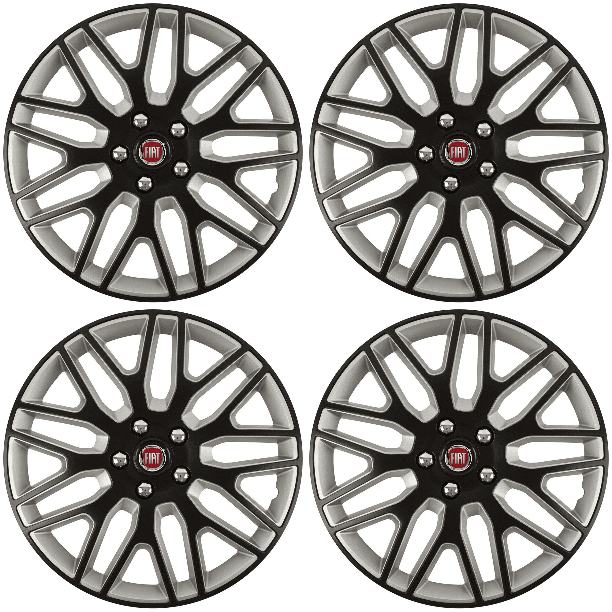 Set 4 Capace Roti 15 inchi (R15) Best Alb-Negru, Compatibile Cu Fiat