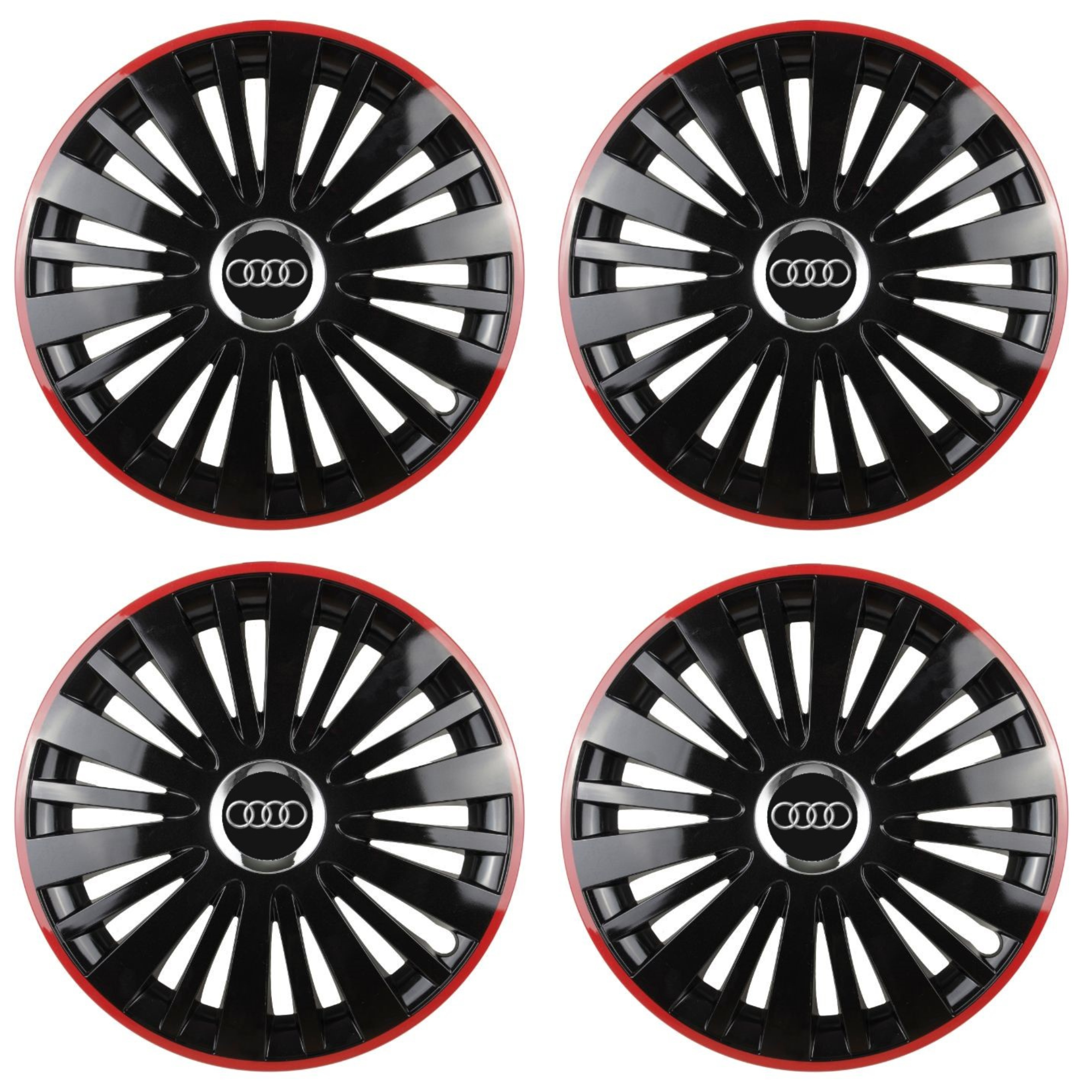 Set 4 Capace Roti pentru Audi model Falcon Black Cu Rama Rosie R15 AUDI