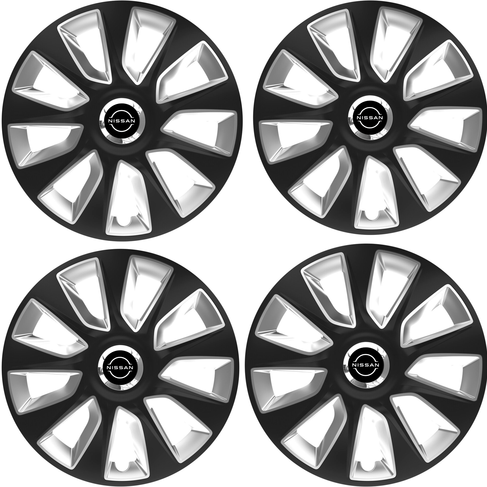 Set 4 Capace Roti 17 inchi (R17) Stratos Gri-Negru, Compatibile Cu Nissan Nou