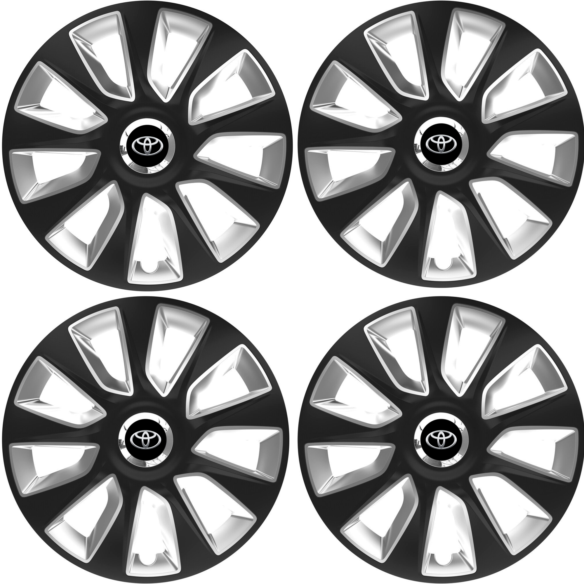 Set 4 Capace Roti 16 inchi (R16) Stratos Gri-Negru, Compatibile Cu Toyota