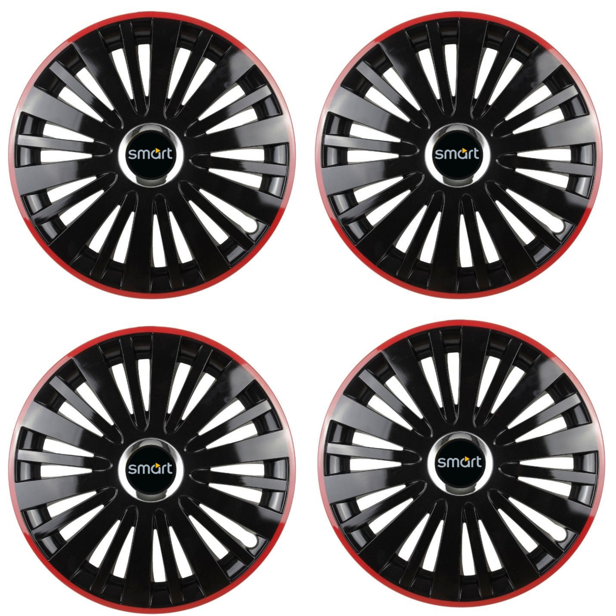 Set 4 Capace Roti pentru Smart model Falcon Black Cu Rama Rosie R15 SMART