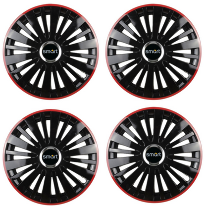 Set 4 Capace Roti pentru Smart model Falcon Black Cu Rama Rosie R14