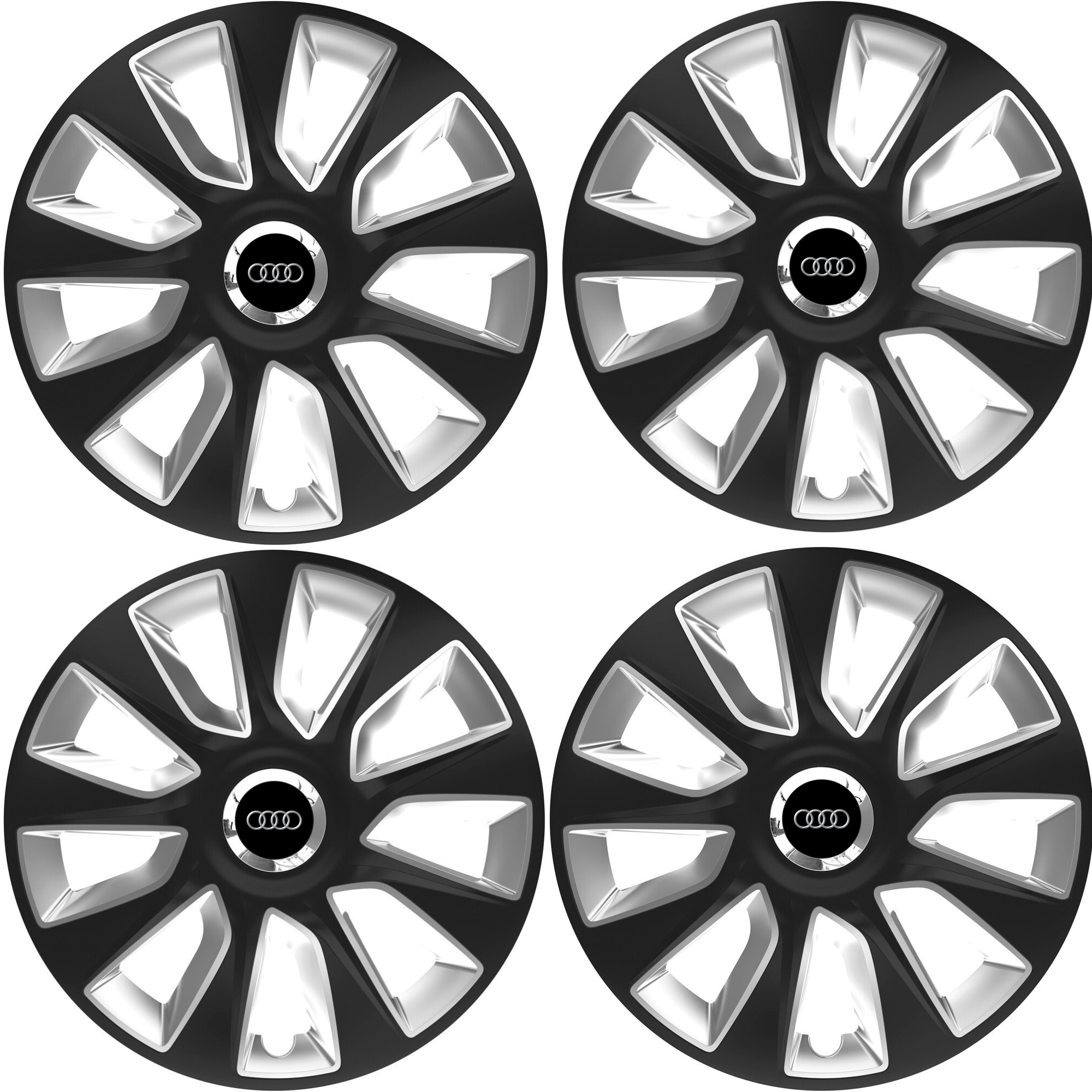 Set 4 Capace Roti 17 inchi (R17) Stratos Gri-Negru, Compatibile Cu Audi