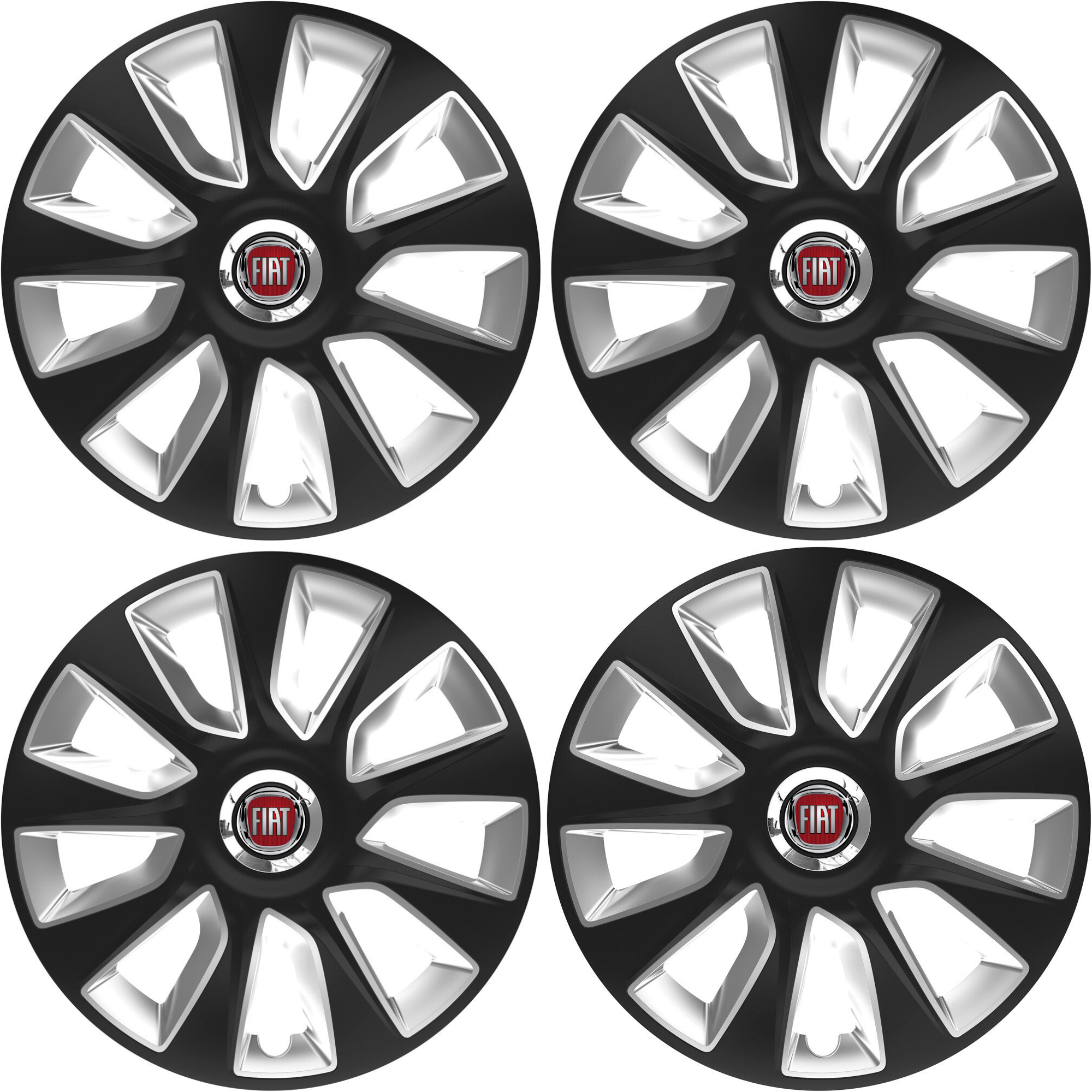 Set 4 Capace Roti 17 inchi (R16) Stratos Gri-Negru, Compatibile Cu Fiat