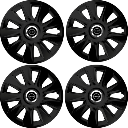 Set 4 Capace Roti 17 inchi (R17) Stratos Negru, Compatibile Cu Nissan Nou