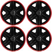 Set 4 Capace Roti pentru Nissan Nou, model Fast Black Cu Rama Rosie, R16, NISSAN