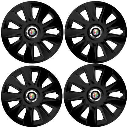 Set 4 Capace Roti 15 inchi (R15) Stratos Negru, Compatibile Cu Alfa Romeo