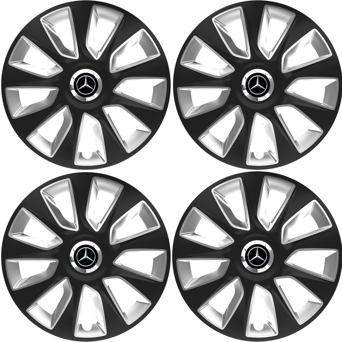 Set 4 Capace Roti 16 inchi (R16) Stratos Gri-Negru, Compatibile Cu Mercedes-Benz