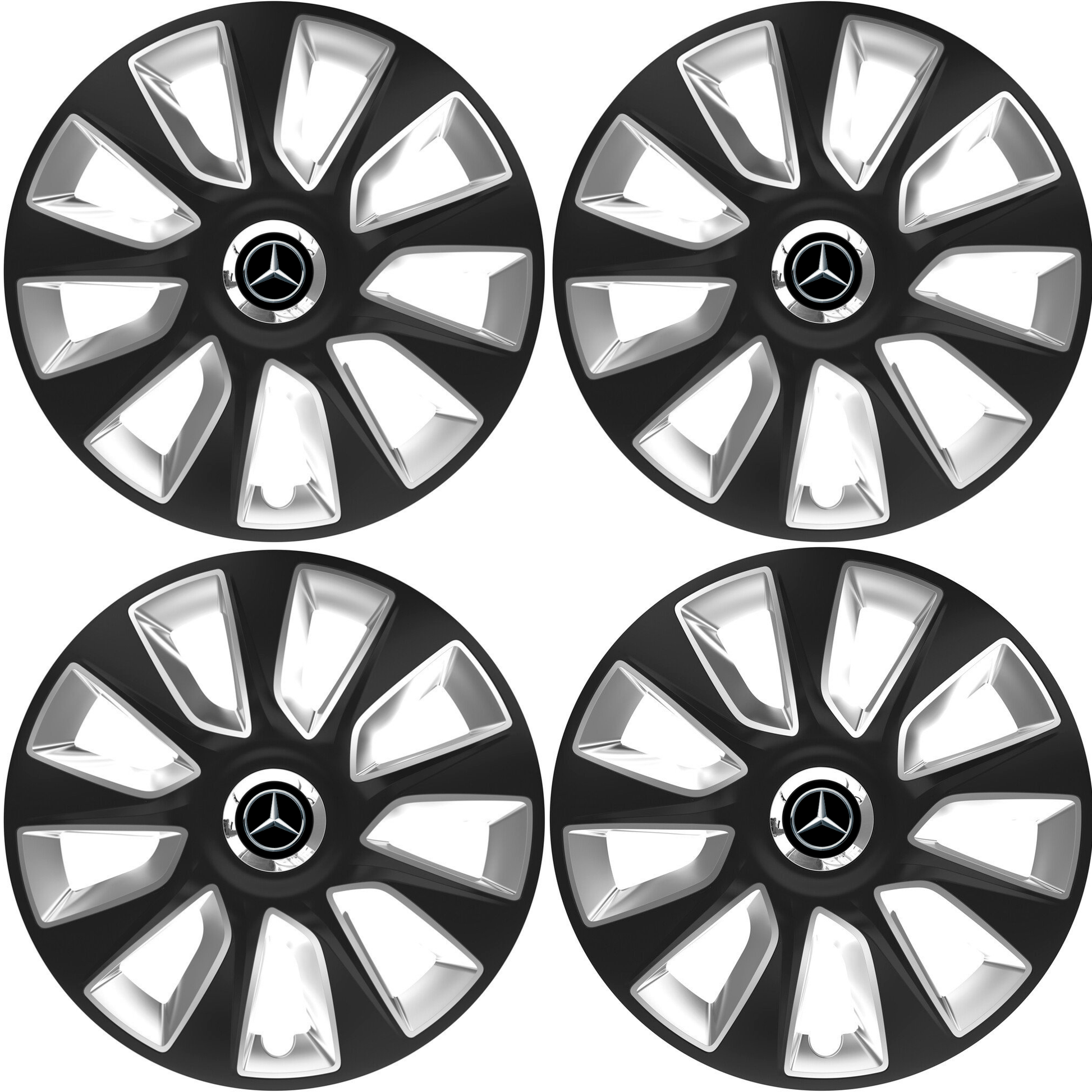 Set 4 Capace Roti 16 inchi (R16) Stratos Gri-Negru, Compatibile Cu Mercedes-Benz