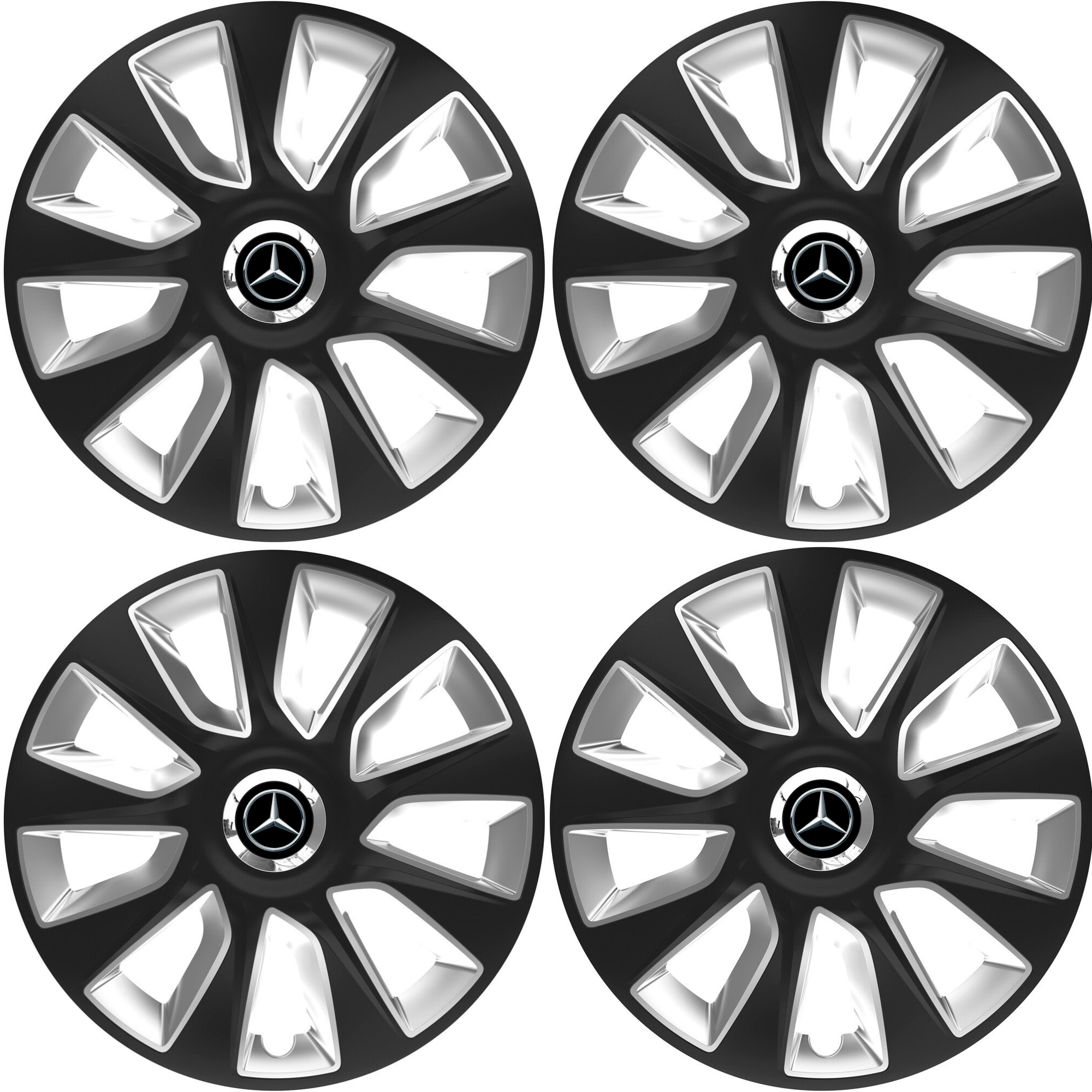 Set 4 Capace Roti 16 inchi (R16) Stratos Gri-Negru, Compatibile Cu Mercedes-Benz