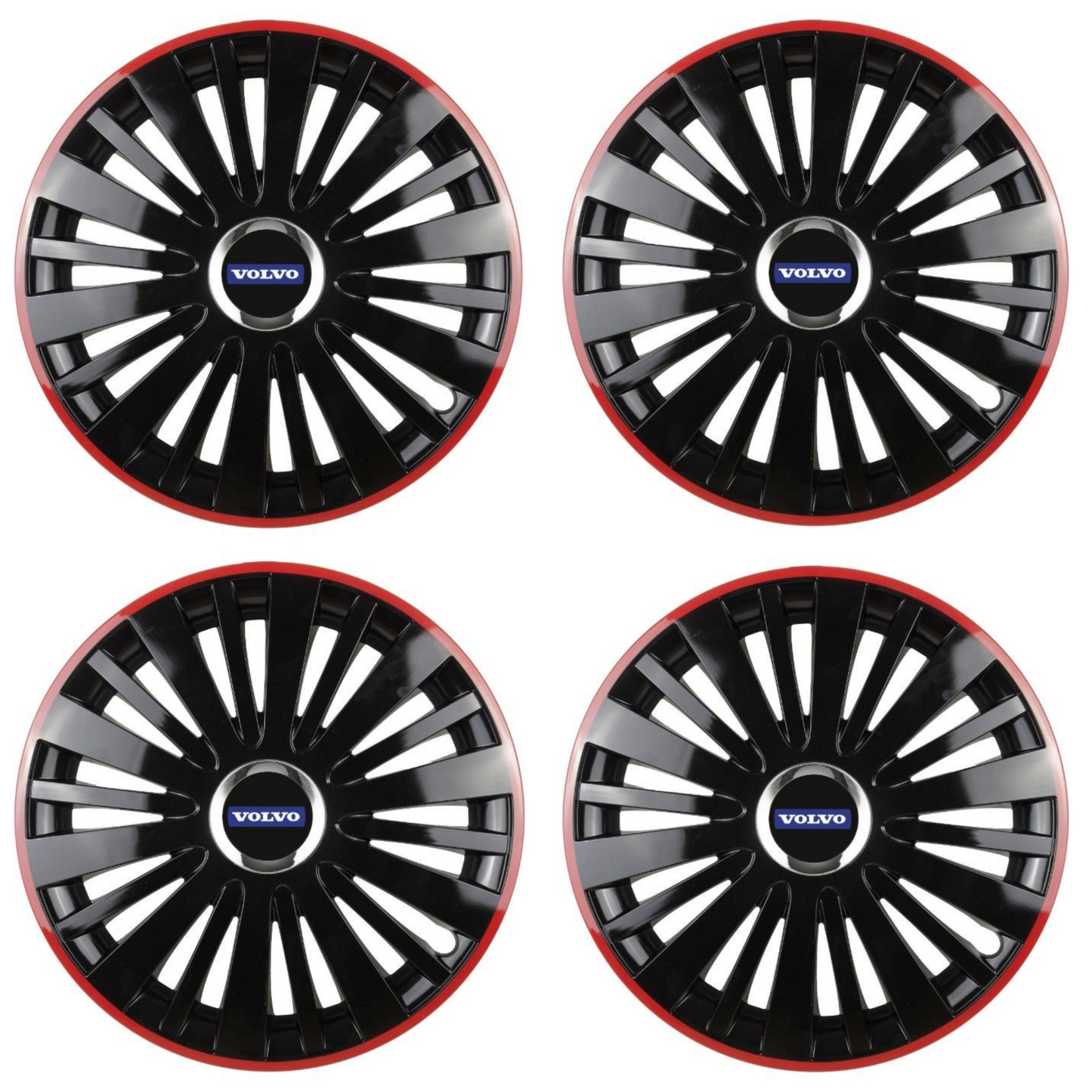 Set 4 Capace Roti pentru Volvo model Falcon Black Cu Rama Rosie R14