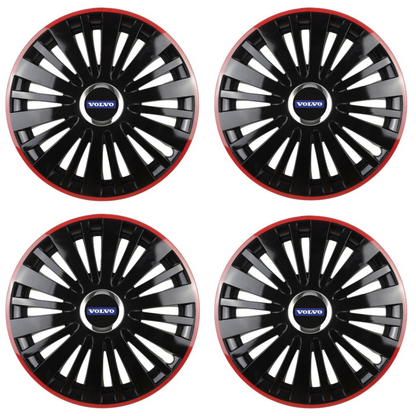 Set 4 Capace Roti pentru Volvo model Falcon Black Cu Rama Rosie R14