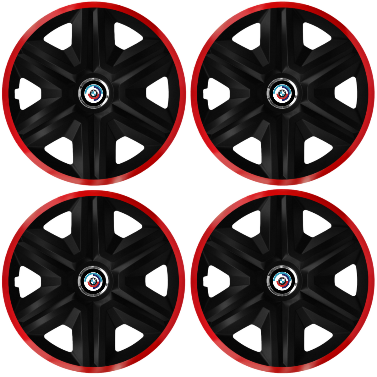 Set 4 Capace Roti pentru BMW Nou, model Fast Black Cu Rama Rosie, R14
